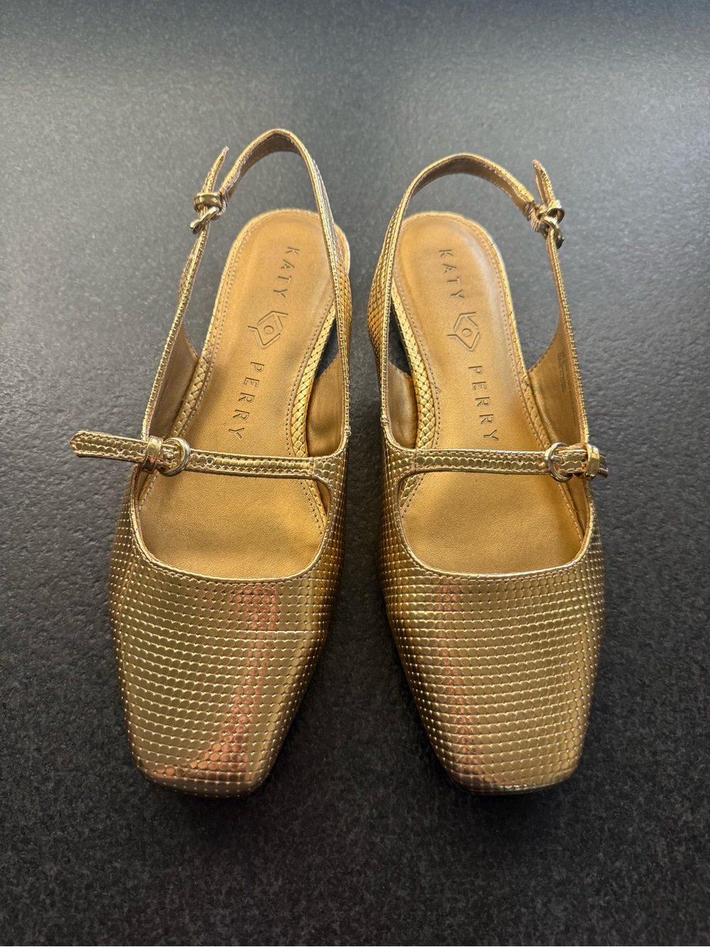 Katy Perry Collections Metallic Gold Slingback Mary Jane Mules